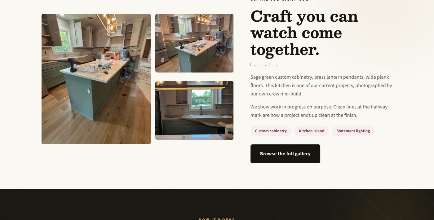 Alanis Remodeling & Construction website section