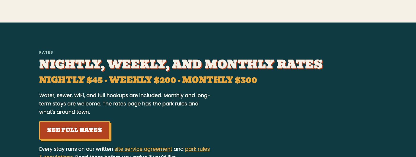Bay Breeze RV Park website section